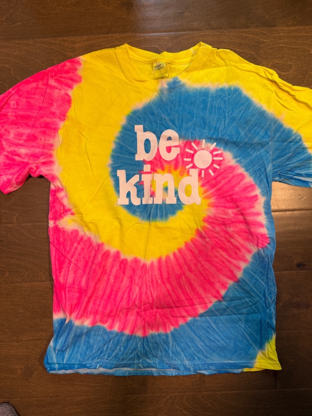 Be Kind Tie-Dye Kids T-Shirt - Pink, Yellow & Blue